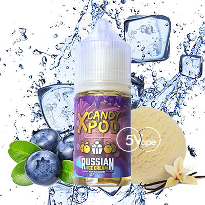 X Candy Pod Russian Ice Cream With Blueberries Salt Nic Kem Nga Việt Quất Lạnh